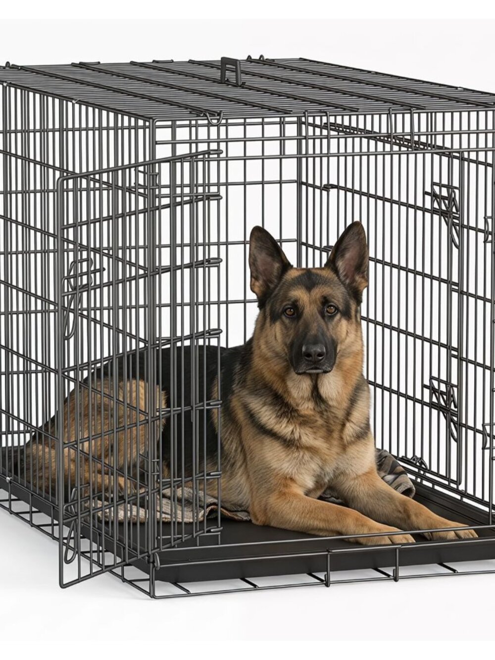 48" Foldable Metal Dog Crate | Dark Black | Cage for XL Dogs